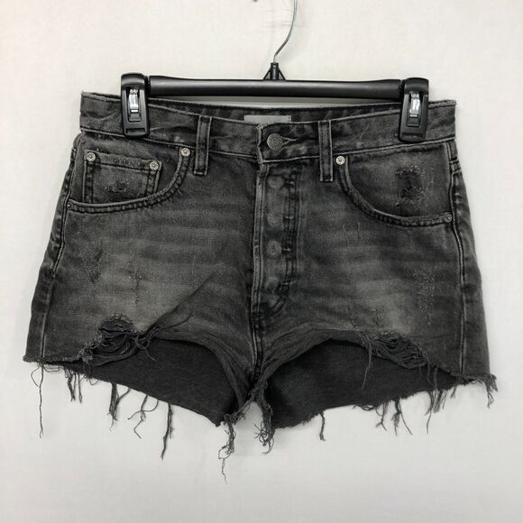 Boyish by Her Women Black Denim Shorts Size 27 Style Cody Cotton Blend B289 -4 - Picture 16 of 16